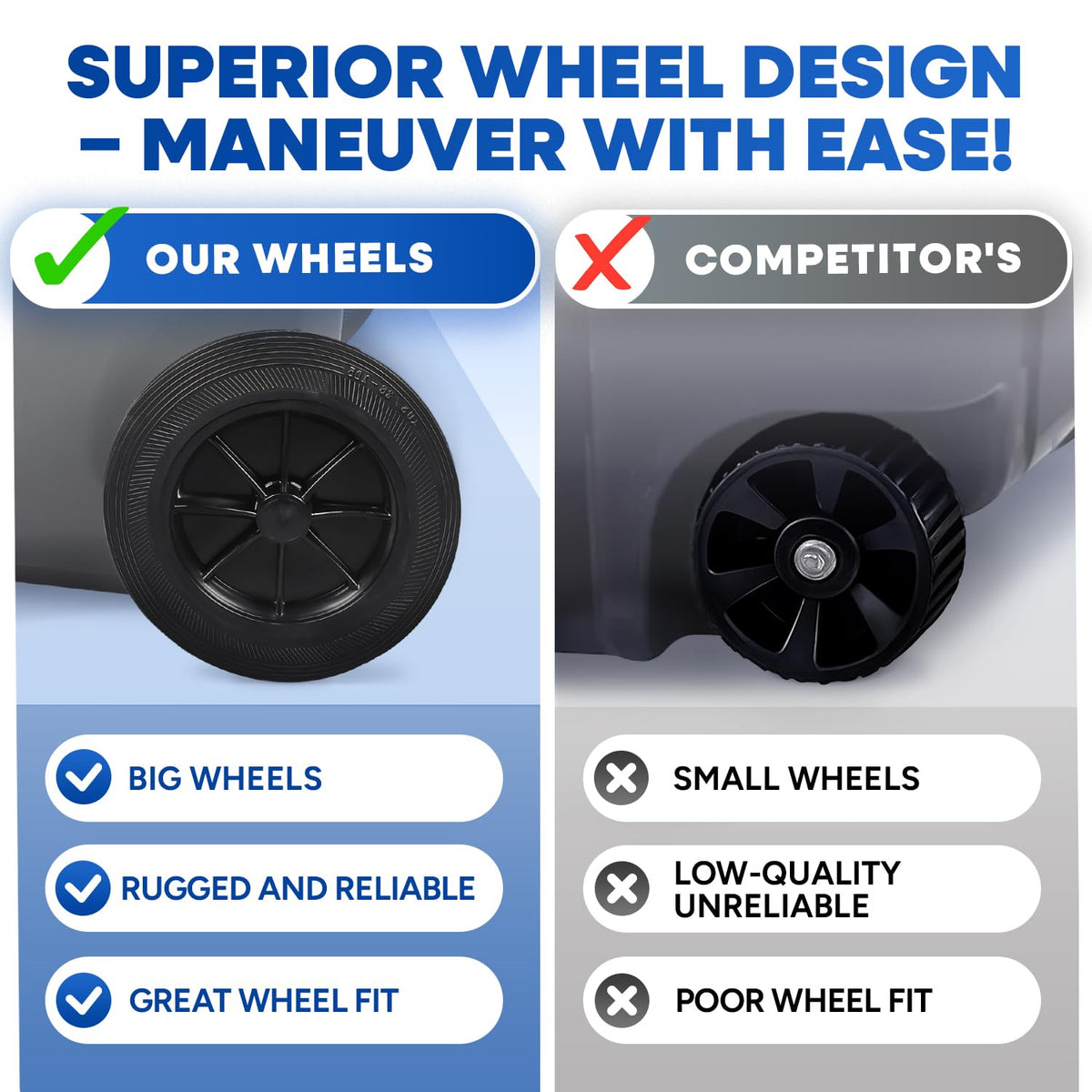 27 Gallon Trash Can with Wheels Plastic Rollout Outdoor Trash Can with Lid Outside Garbage Can with