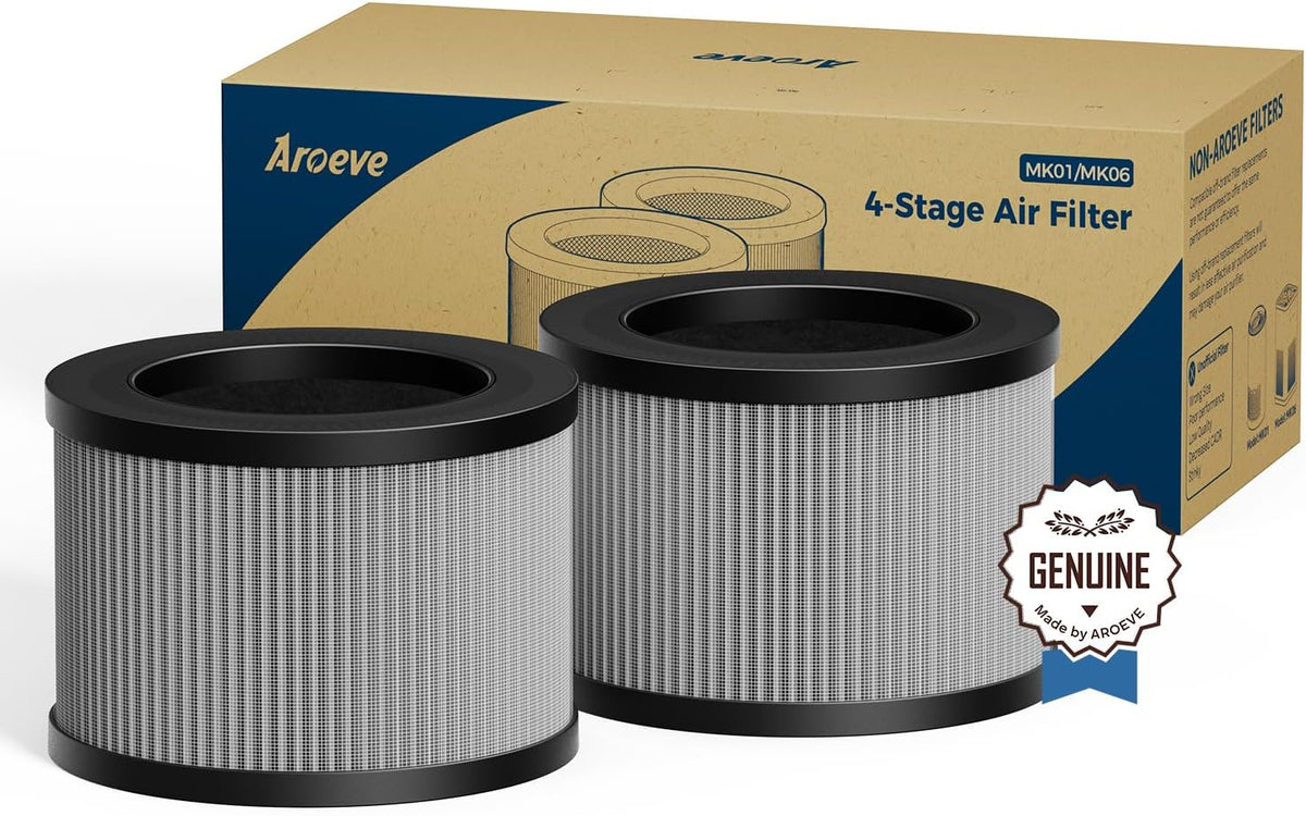 AROEVE MK01&MK06 Air Purifier Replacement Filter, Smoke Remove Material 4 -in-1 with Activated
