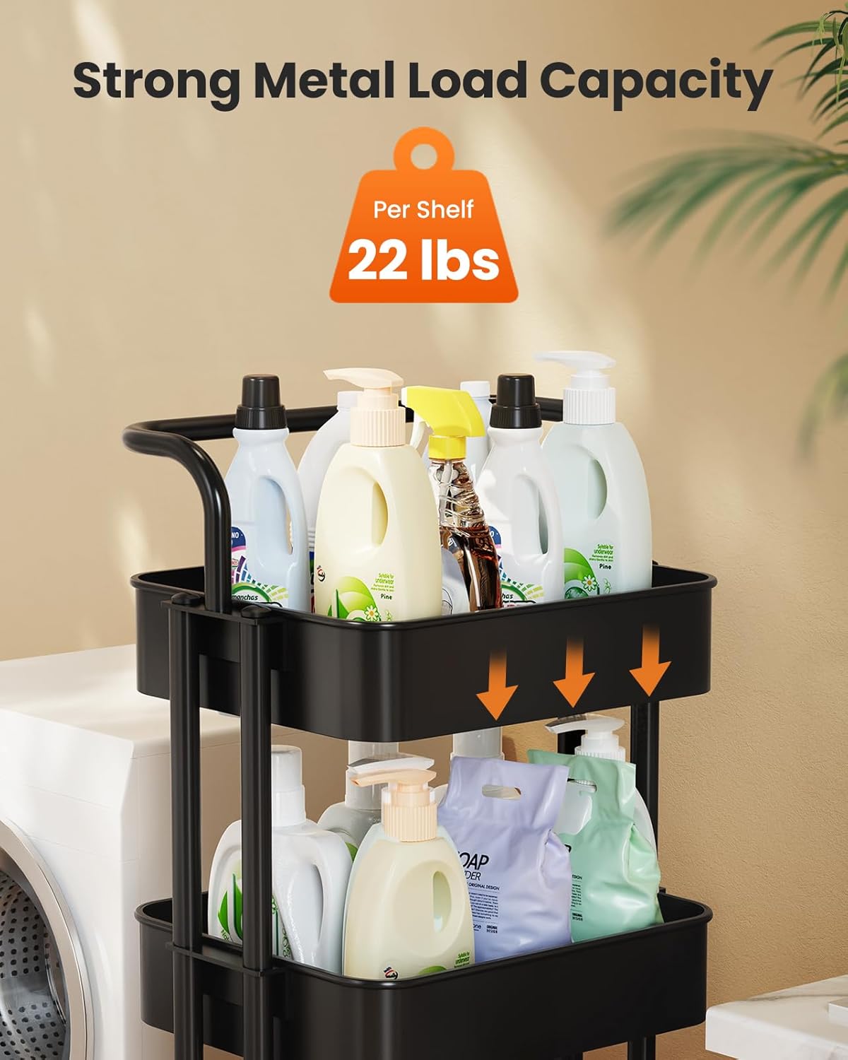 Pipishell 4 Tier Mesh Utility Cart, Rolling Metal Organization Cart with Handle and Lockable