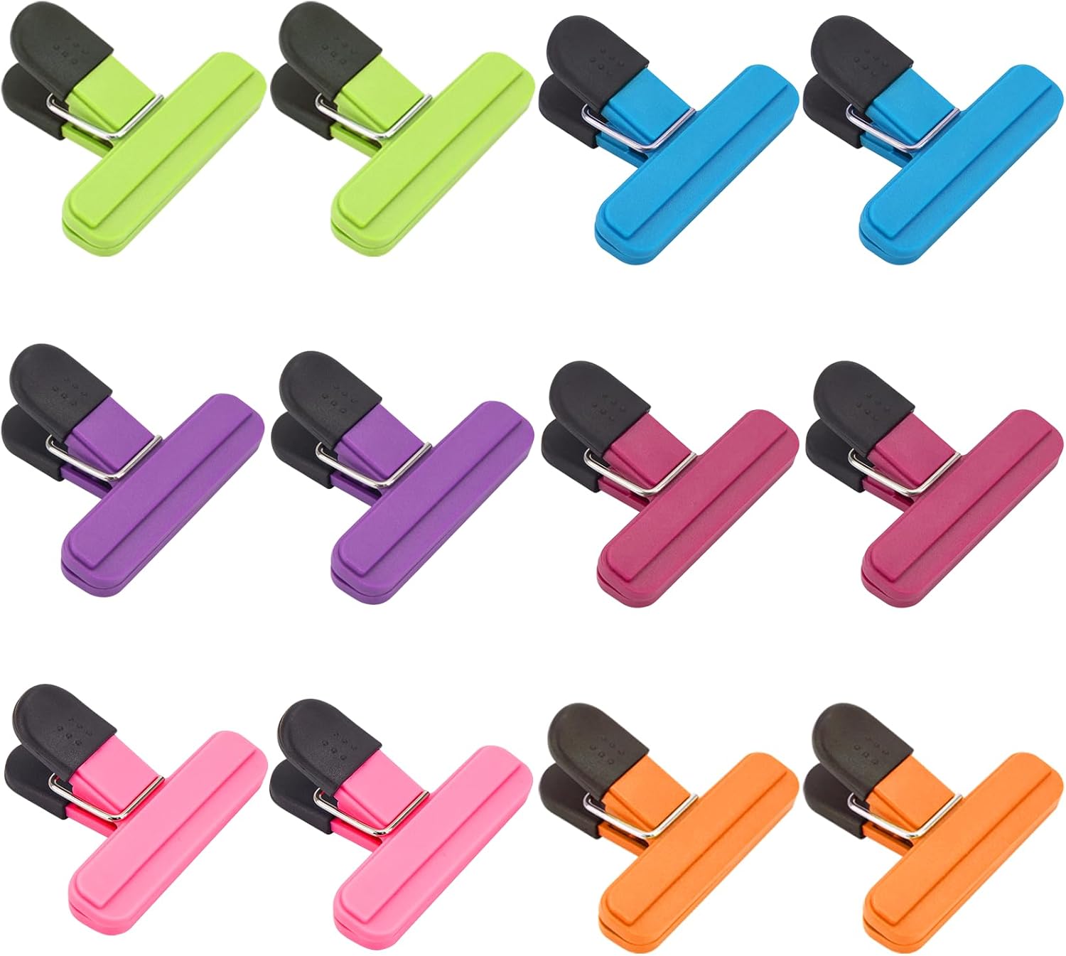 OWLKELA Chip Clips, 12 Pack Colors Wide Open Bag Clips for Food Storage, Heavy Duty Seal Grip