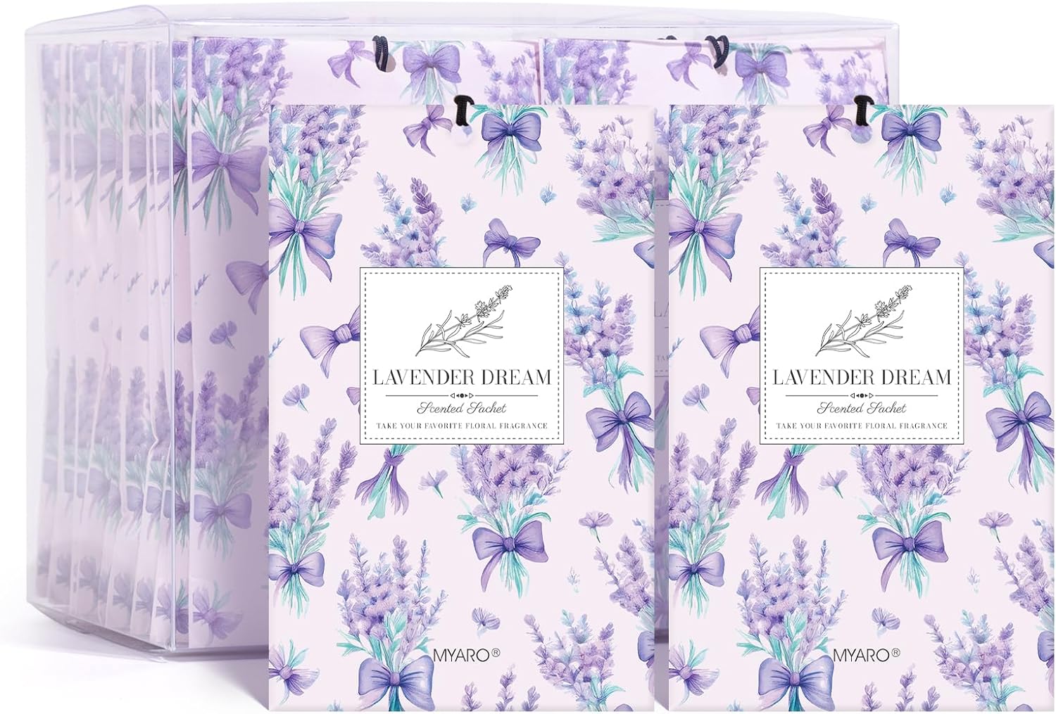 MYARO 20 Packs Fresh Lavender Sachets, Air Freshener for Drawer and Closet, Long-Lasting Sachets