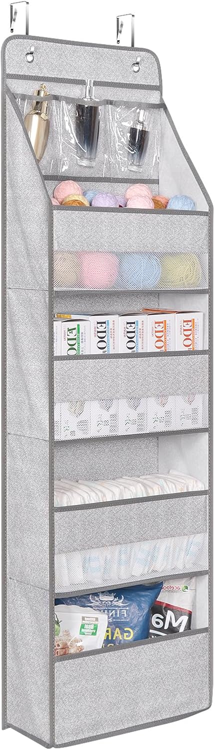 Univivi 5-Shelf Door Storage Over Door Hanging Organizer with 4 Large Pockets and 3 Small PVC
