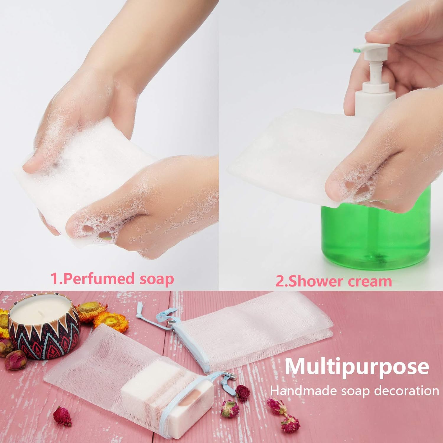 Cobahom Soap Bag 6 Pack 6 x 3.5 Inch Mesh Foaming Net Soap Sack Bags Soap Saver Pouch Net Bags with
