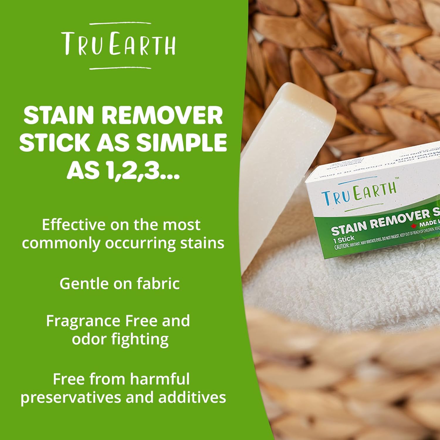 Tru Earth Stain Remover Stick | Powerful Portable Grease & Mark Remover for Clothes Laundry, Travel