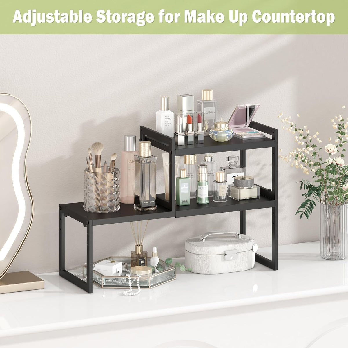DOLALIKE Expandable kitchen Countertop Organizer, Stackable Cabinet Shelf Organizers, Space Saving