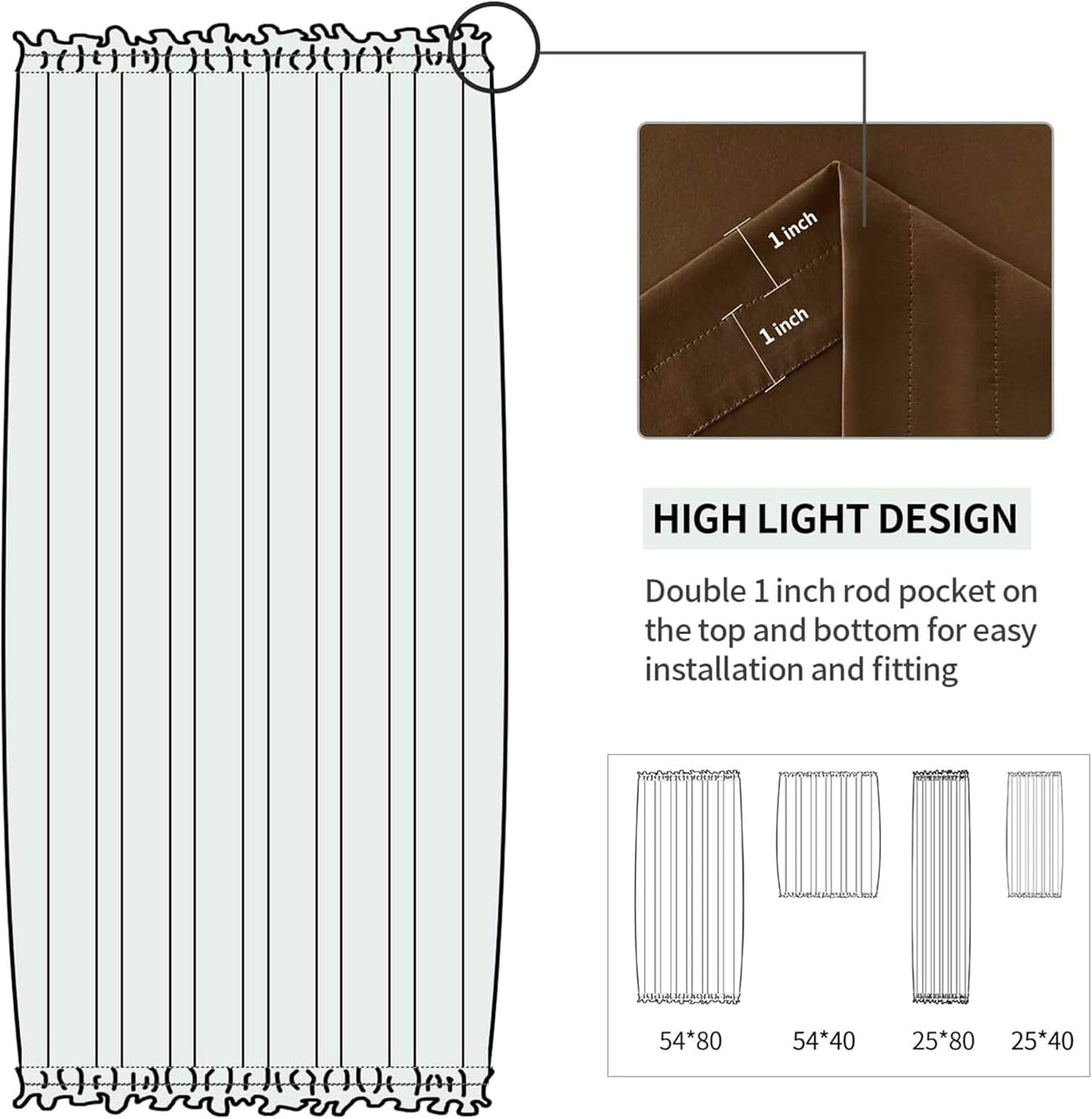 DWCN French Door Curtains – Rod Pocket Thermal Blackout Curtain for Doors with Glass Window
