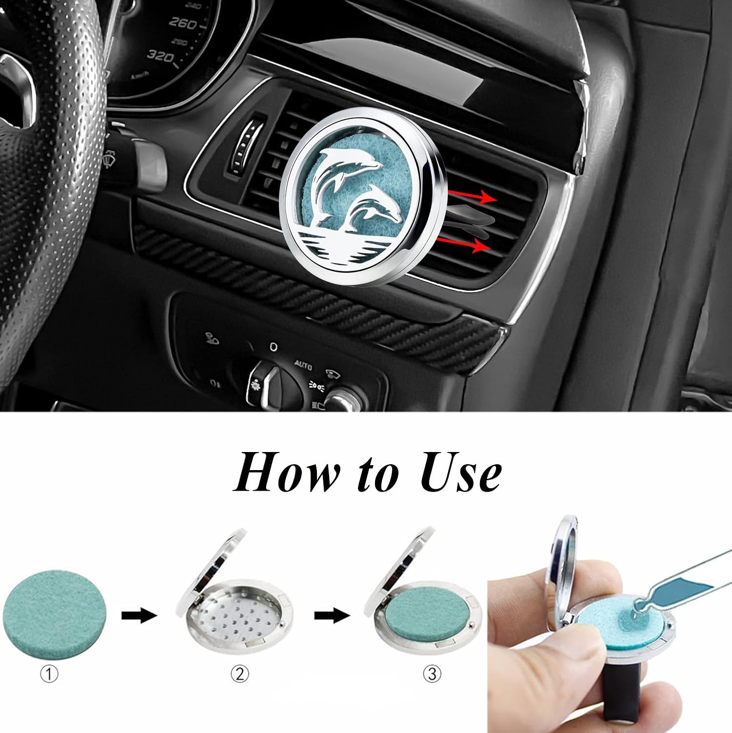 30mm Car Essential Oil Diffuser Vent Clip Air Freshener Vent Clips Aromatherapy with 10 Felt Pads