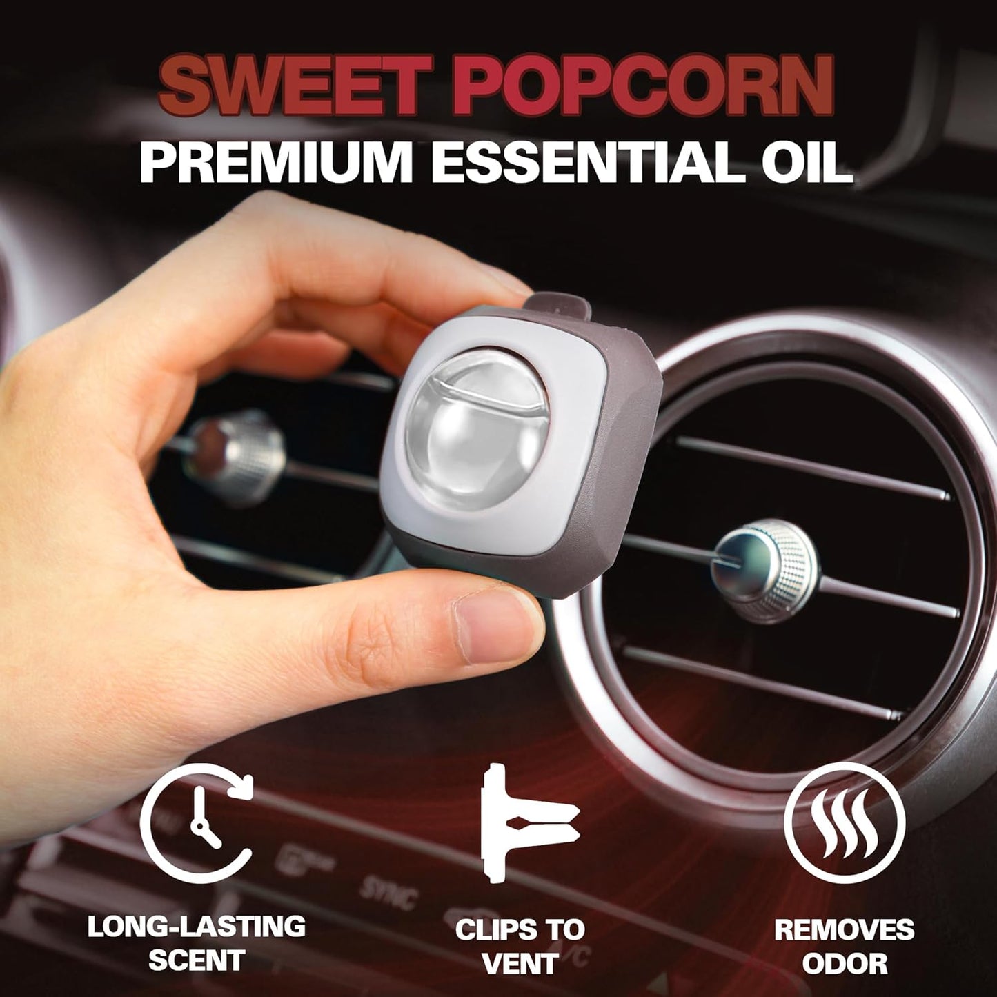 Air Jungles Sweet Popcorn Scent Car Air Freshener Clip, 6 Vent Clips, 4ml Each, Long Lasting Air