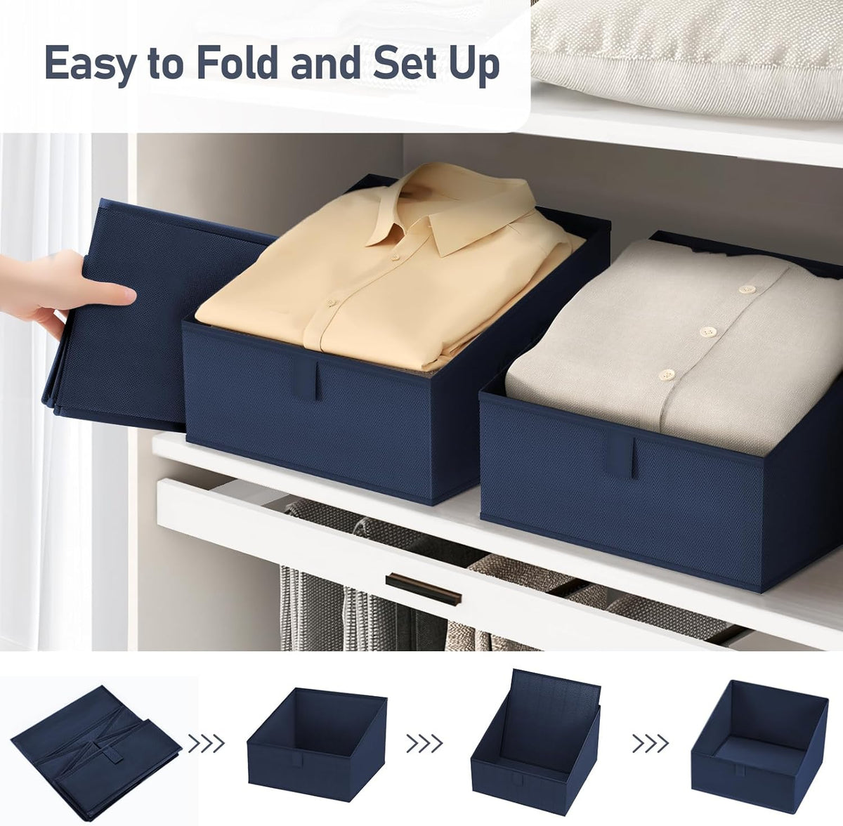 DIMJ Closet Storage Bins 8 Pack - Fabric Trapezoid Organizer Bin, Foldable Storage Baskets for