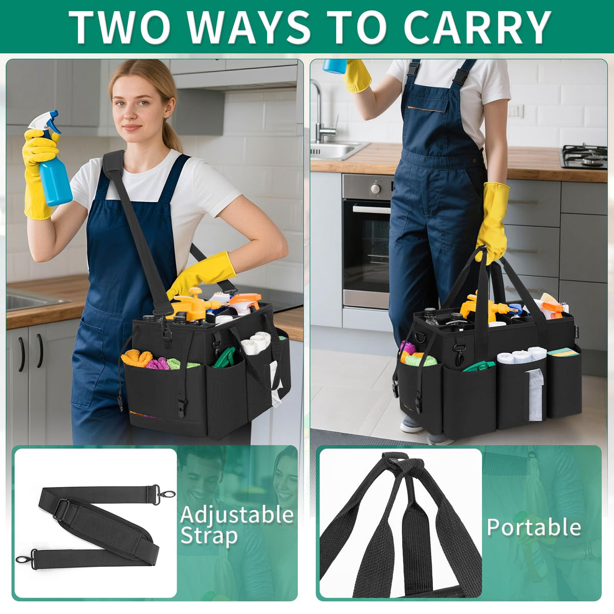 IBVIVIC Wearable Cleaning Caddy Bag for Cleaning Supplies, Black