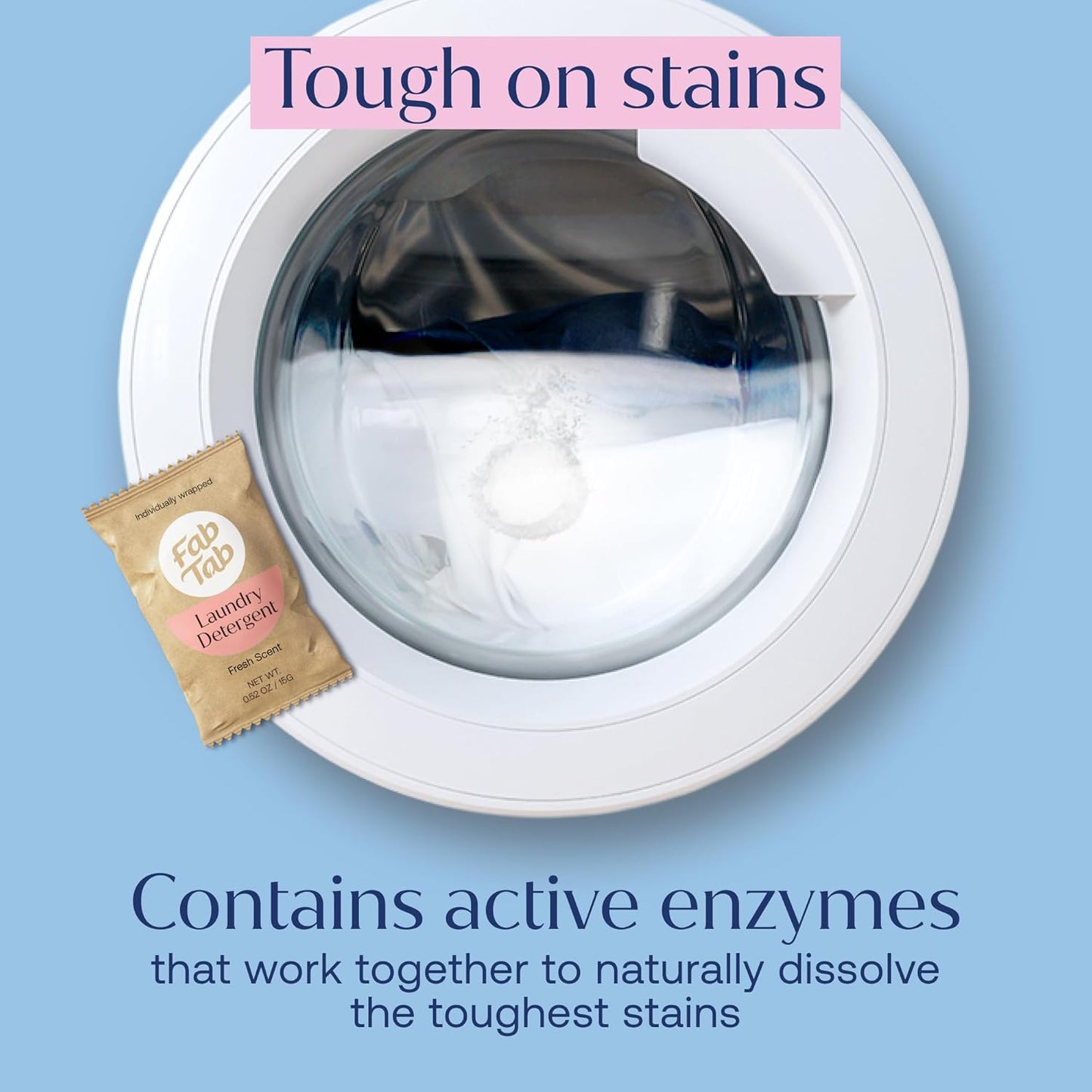 Fab Tab Laundry Detergent Tablets, Plant-Based Formula, Removes Tough Stains, Plastic-Free