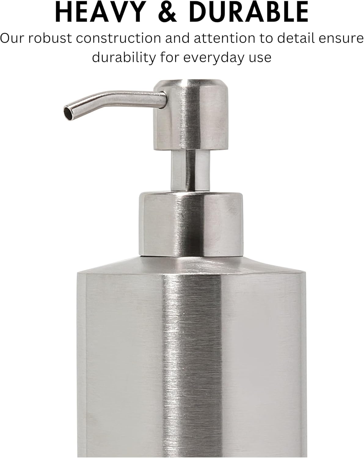Silver Soap Dispenser Stainless Steel for Bathroom and Kitchen Sink, 15oz Refillable Round