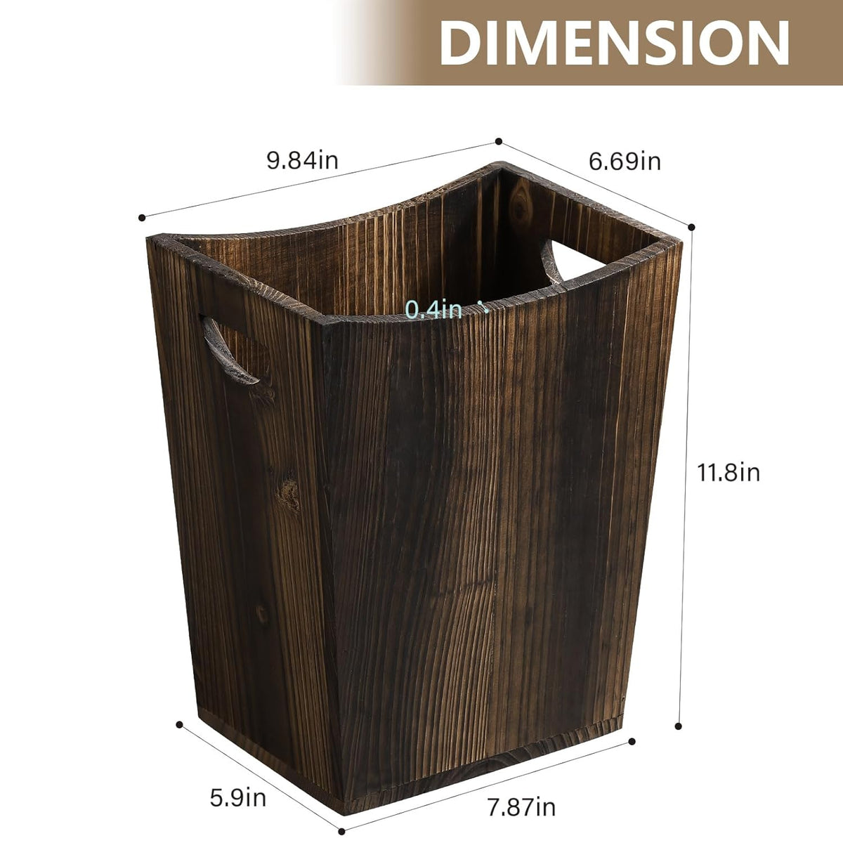 SEHERTIWY Wood Trash Can, Farmhouse Wastebasket Bin for Bathroom, Office, Bedroom, Living Room