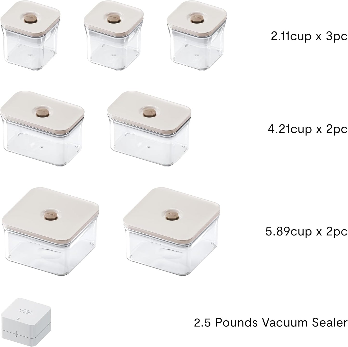 VAKUEN Premium Airtight Food Storage Container. Special Edition Mercury Color 8P/Set. 7pcs