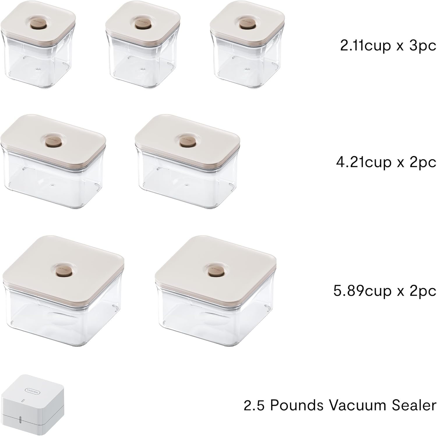 VAKUEN Premium Airtight Food Storage Container. Special Edition Mercury Color 8P/Set. 7pcs