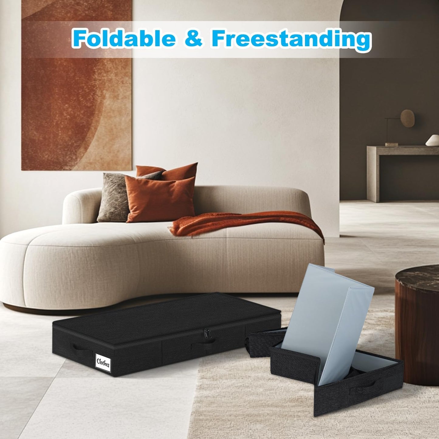 Under Bed Storage Container Bin 4 Pack, 4.5 Inch Slim Low Profile Underbed Clothes Storage