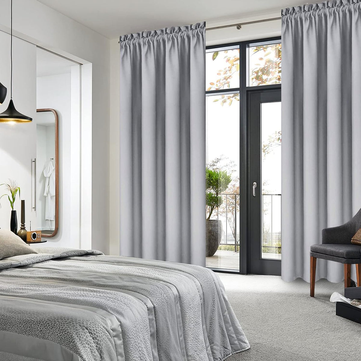 DWCN Blackout Curtains Room Darkening Thermal Insulated Bedroom Curtains Window Curtain Panels, 38