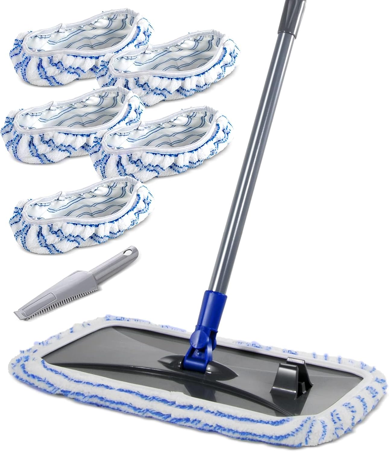 Masthome Extra Large Microfiber Mop for Floor Cleaning, 16“ Flat Mop with 5 Pad for Wet & Dry Use