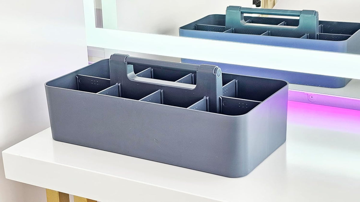 2 PACK - Portable DIY 8 Dividers Durable Plastic Tote Tool & Supply Cleaning Caddy with Handle Made