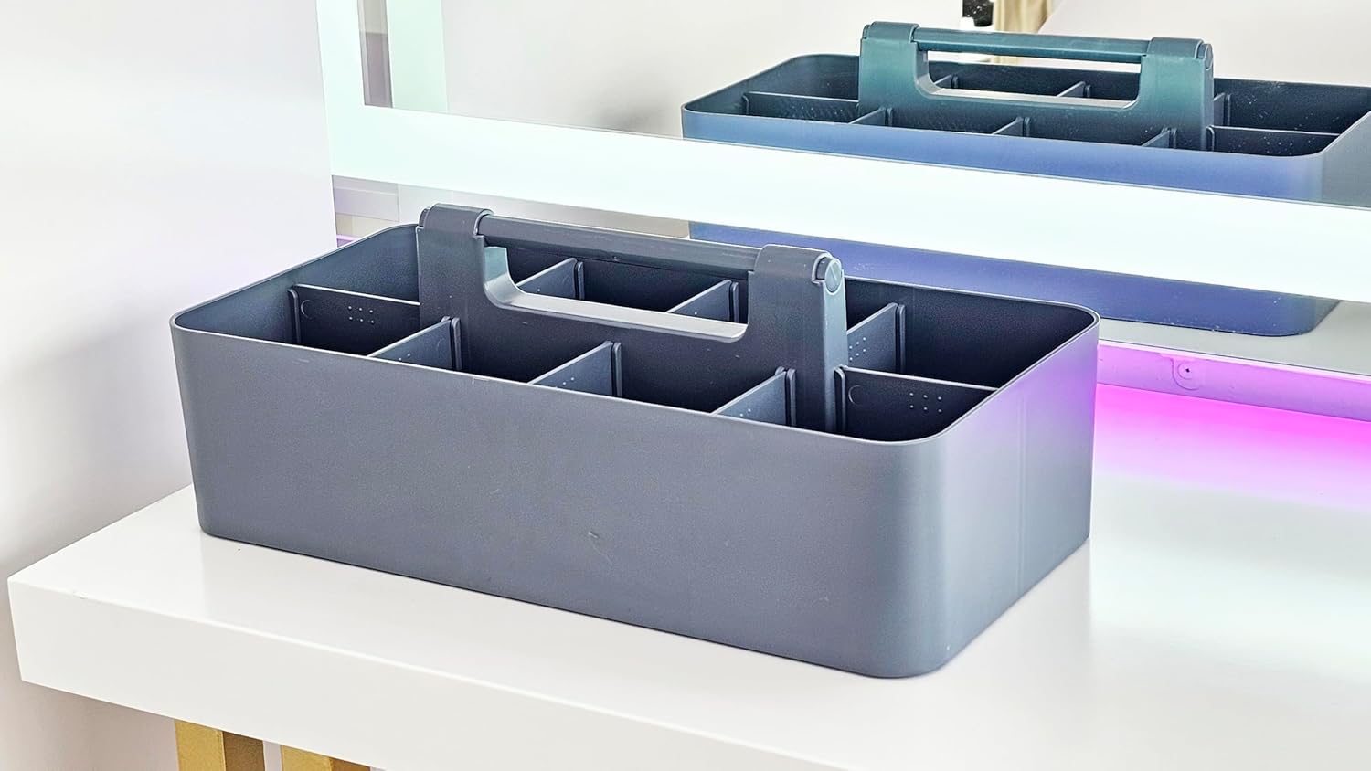 2 PACK - Portable DIY 8 Dividers Durable Plastic Tote Tool & Supply Cleaning Caddy with Handle Made