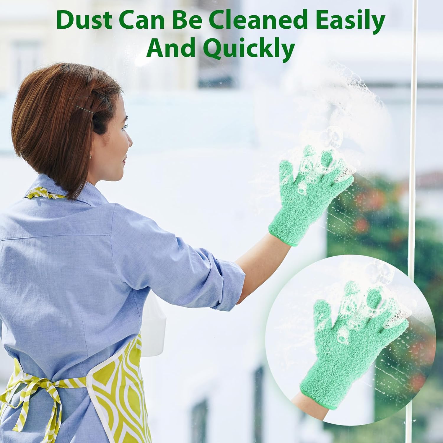 Plant Dusting Gloves, Microfiber Dusters for Cleaning Kitchen Indoor Mitt for House Use Desk Window