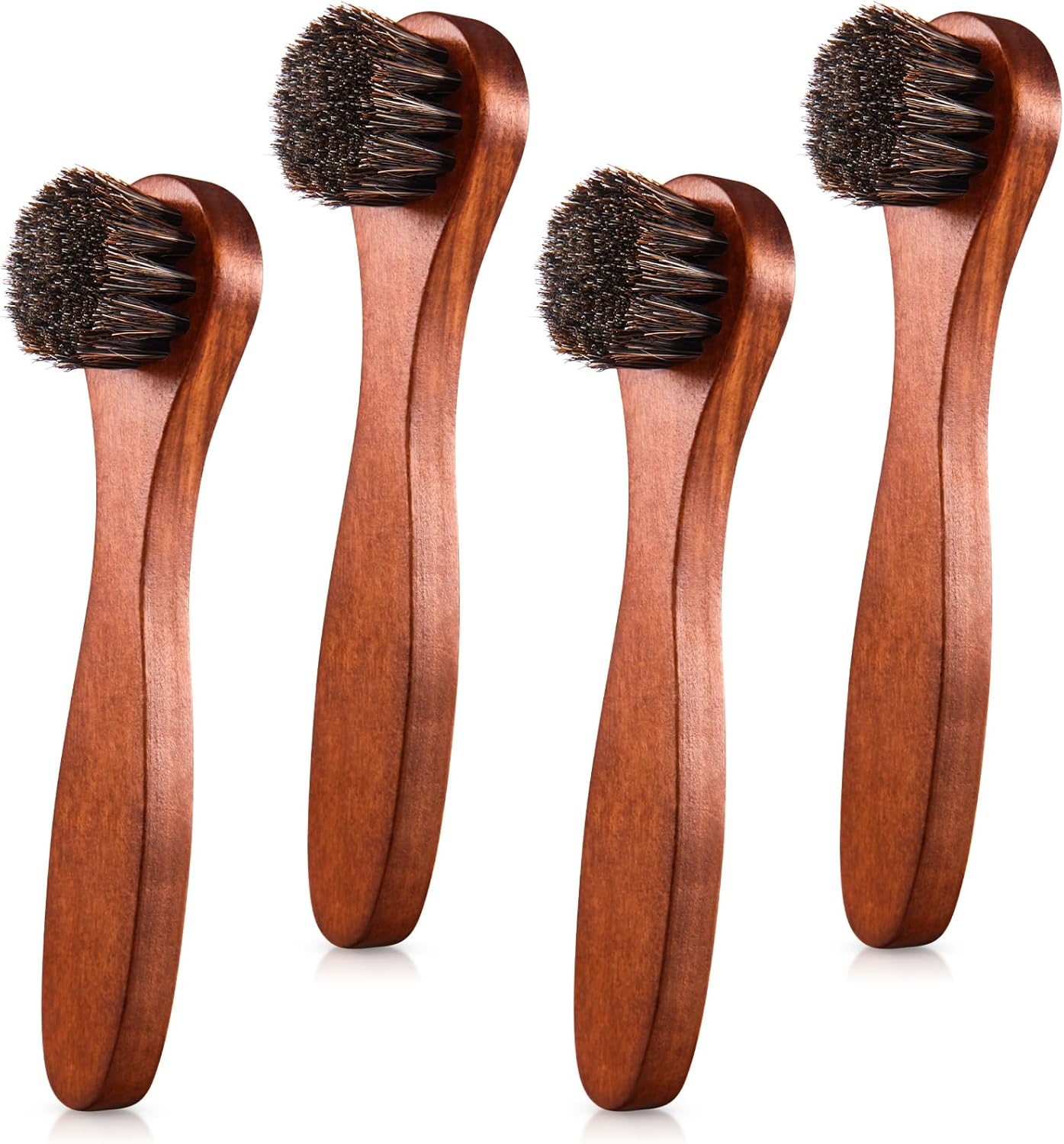 4 Pcs Horsehair Shine Shoes Brush Kit Polish Dauber Applicators Cleaning Leather Shoes Boots Care