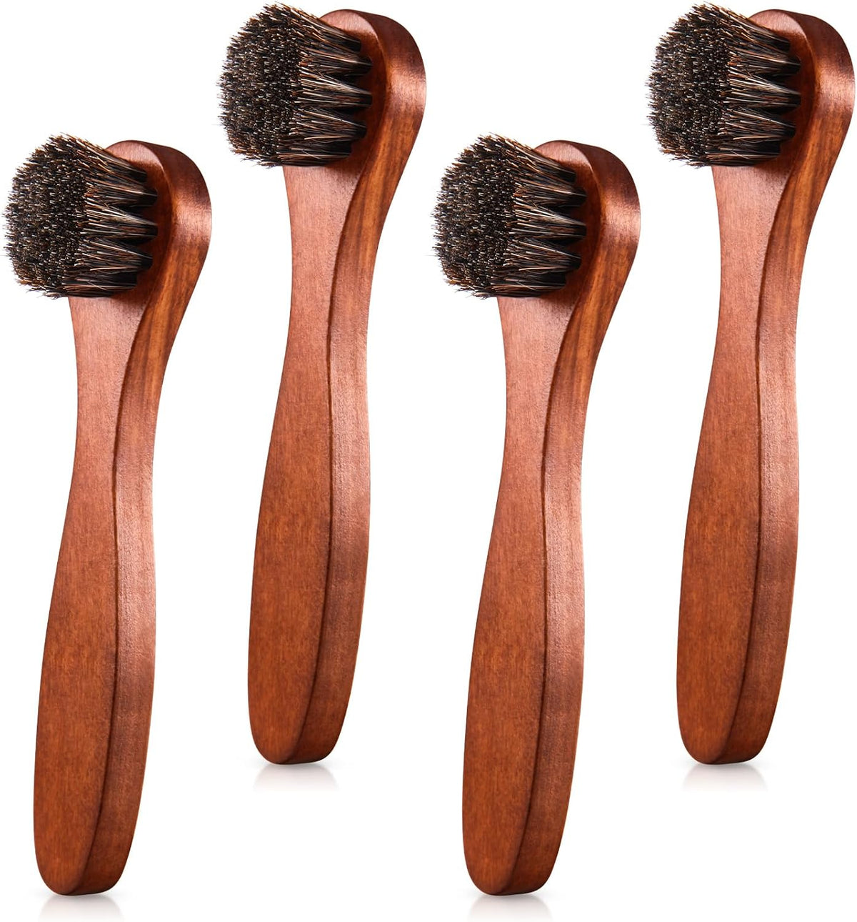4 Pcs Horsehair Shine Shoes Brush Kit Polish Dauber Applicators Cleaning Leather Shoes Boots Care