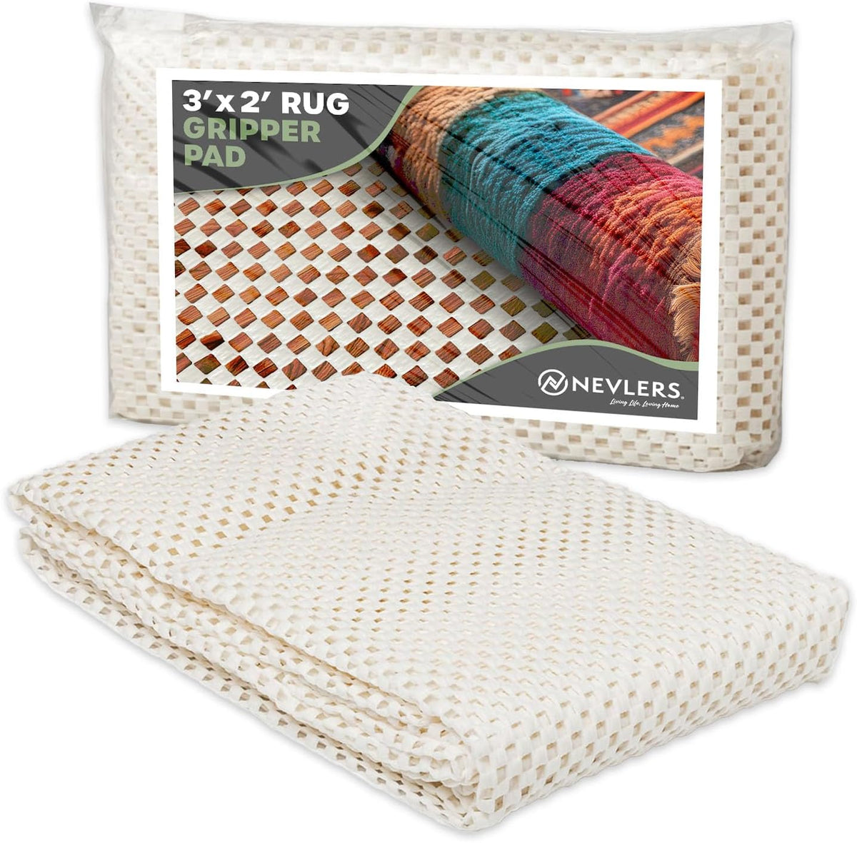 Nevlers 2 Ft x 3 Ft Rug Gripper Pad | Non Slip Rug Pads for Hardwood Floors & Other Surfaces | Open