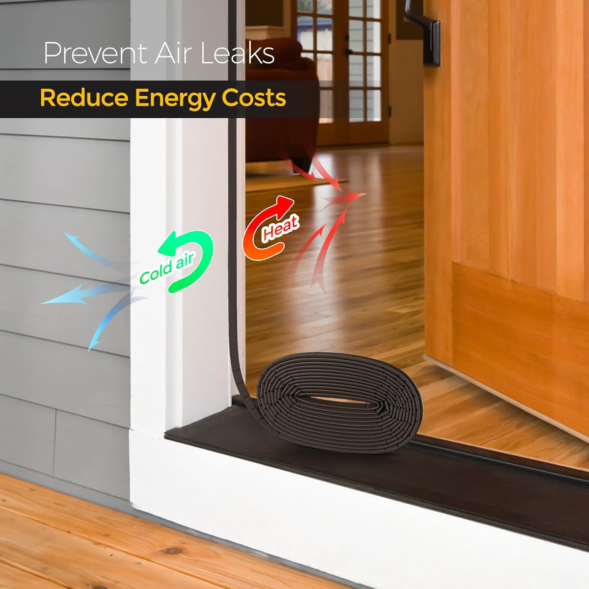 Weather Stripping Door Seal Strip - Soundproof Q-Shaped Foam for Exterior Door Frame, Large Gap