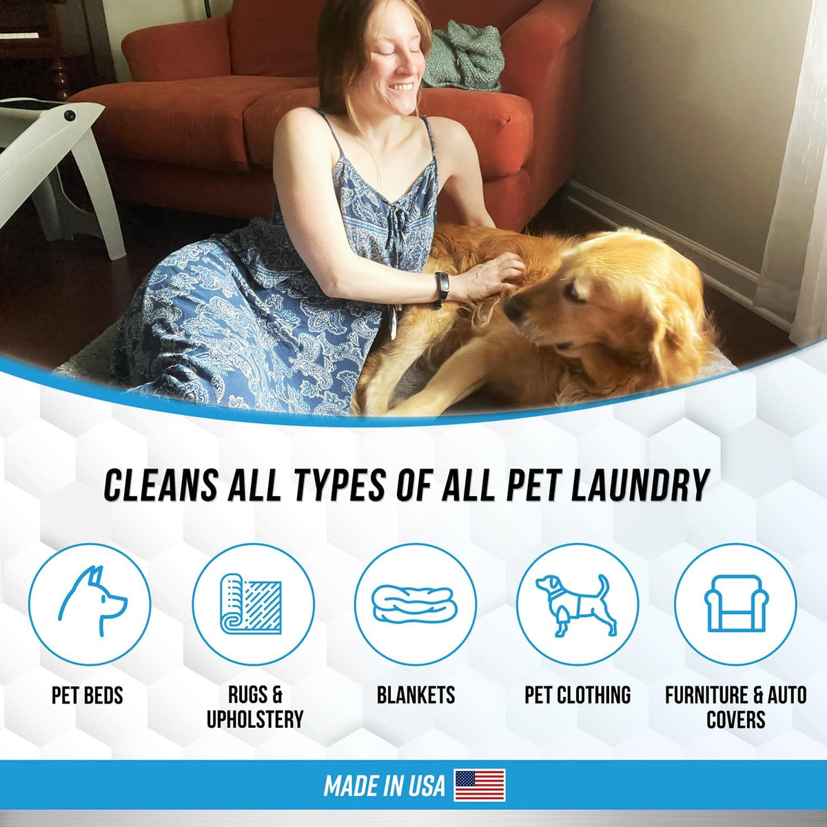 Pet Laundry Detergent Odor Remover - ACTIVE Enzyme Based Powder Detergent for Dogs Beds, Cat Pee