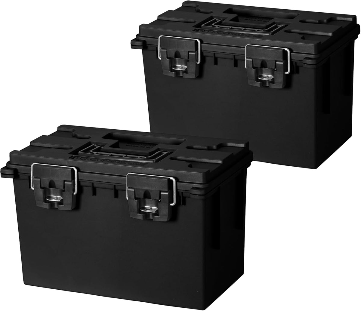 Sheffield 12773 XL Storage Bins With Lids, 2-Pack Stackable Storage Bins, Made in USA, Lockable and