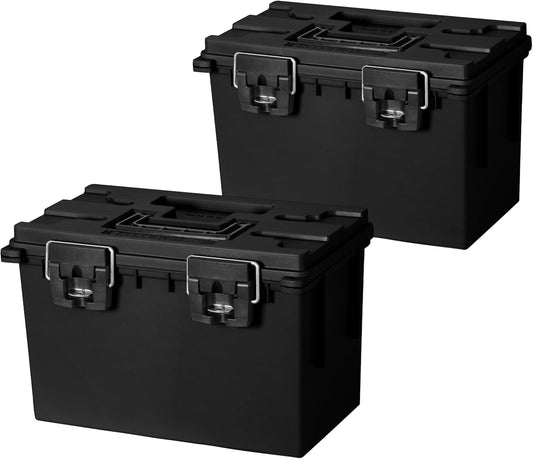 Sheffield 12773 XL Storage Bins With Lids, 2-Pack Stackable Storage Bins, Made in USA, Lockable and