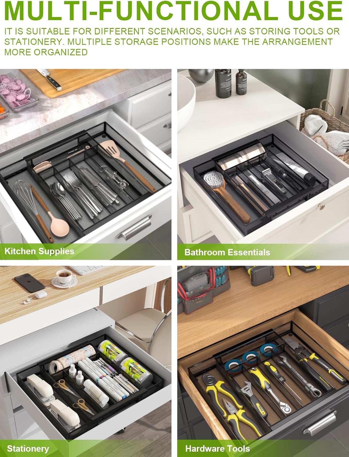 Silverware Organizer Metal Mesh, Drawer Organizer, Utensil Cutlery Tray for kitchen