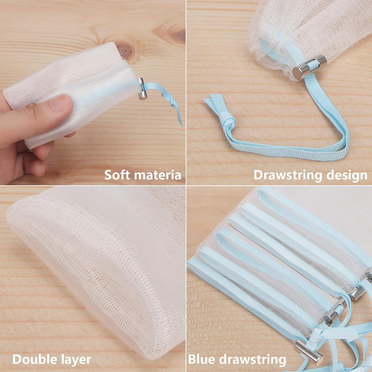Cobahom Soap Bag 6 Pack 6 x 3.5 Inch Mesh Foaming Net Soap Sack Bags Soap Saver Pouch Net Bags with