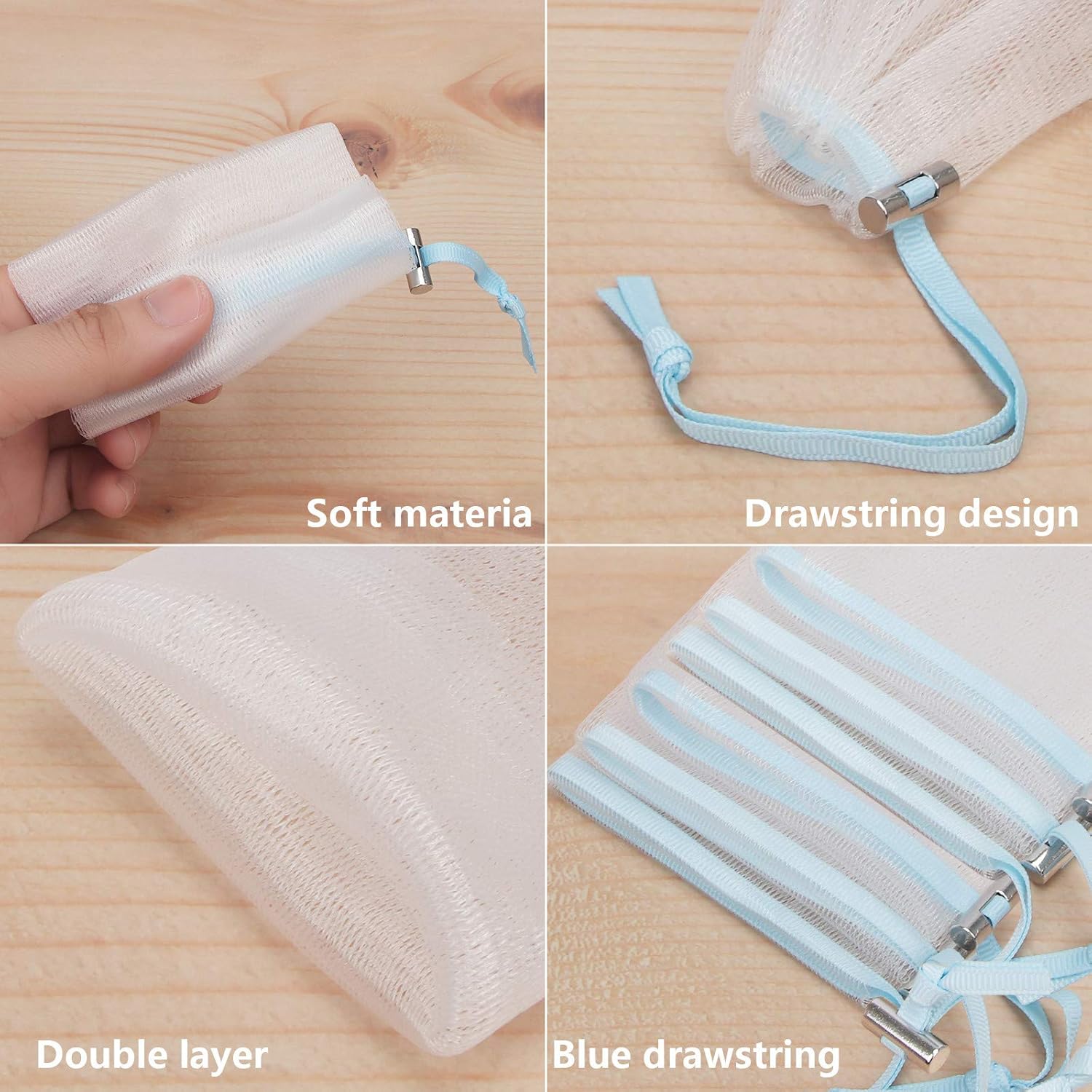Cobahom Soap Bag 6 Pack 6 x 3.5 Inch Mesh Foaming Net Soap Sack Bags Soap Saver Pouch Net Bags with