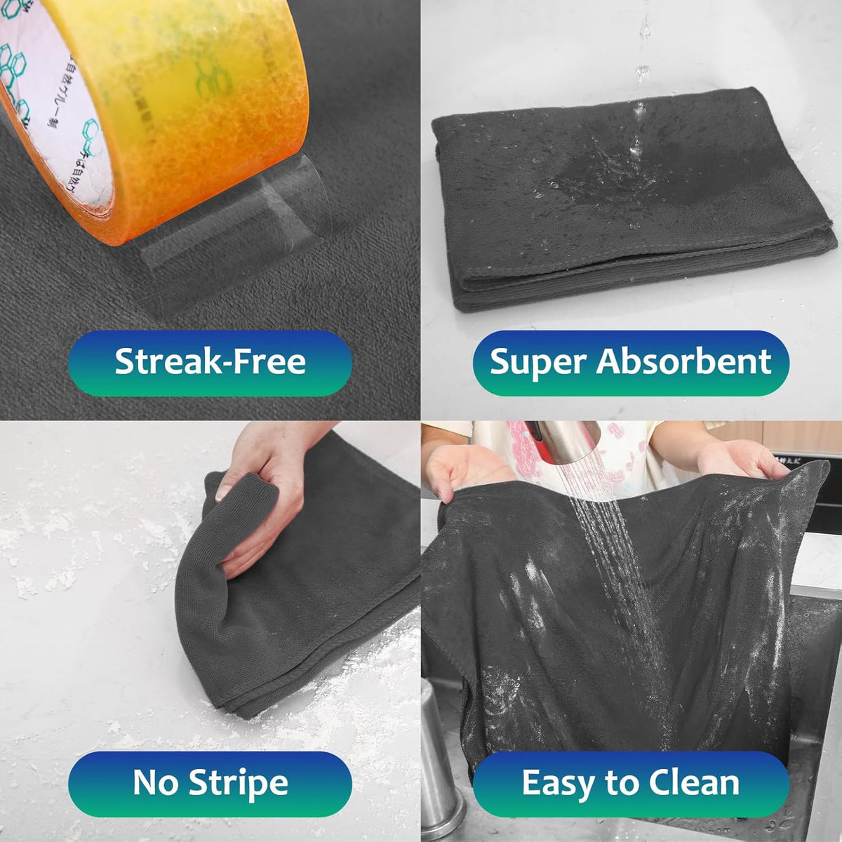 Newwiee 3 Pcs Extra Large Microfiber Cleaning Cloth 30" x 20" Washable Reusable Microfiber Towel