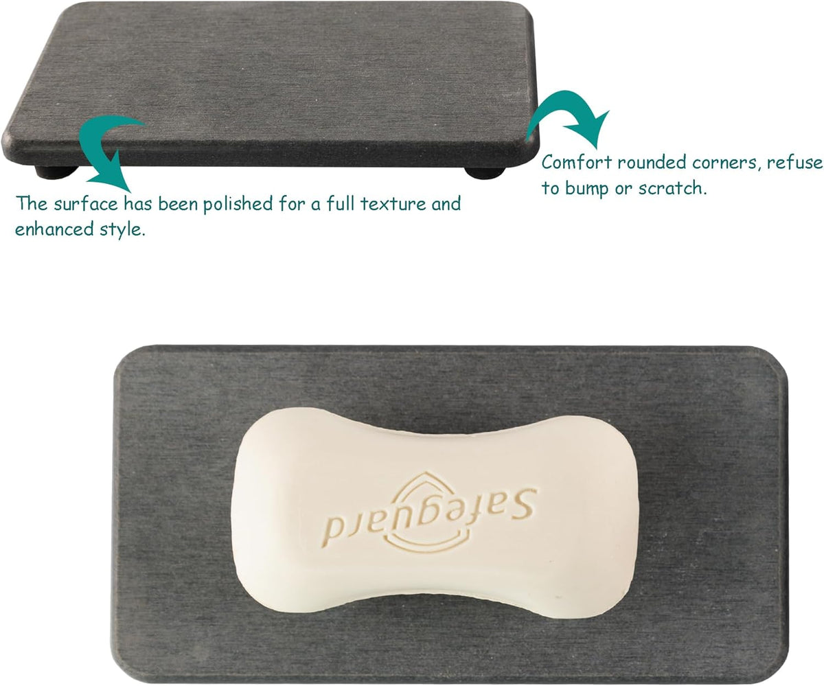 2 Pcs Water Absorbing Stone Trays, Kitchen/Bathroom Sink Soap Dish, Diatomite Tray Used for Hand
