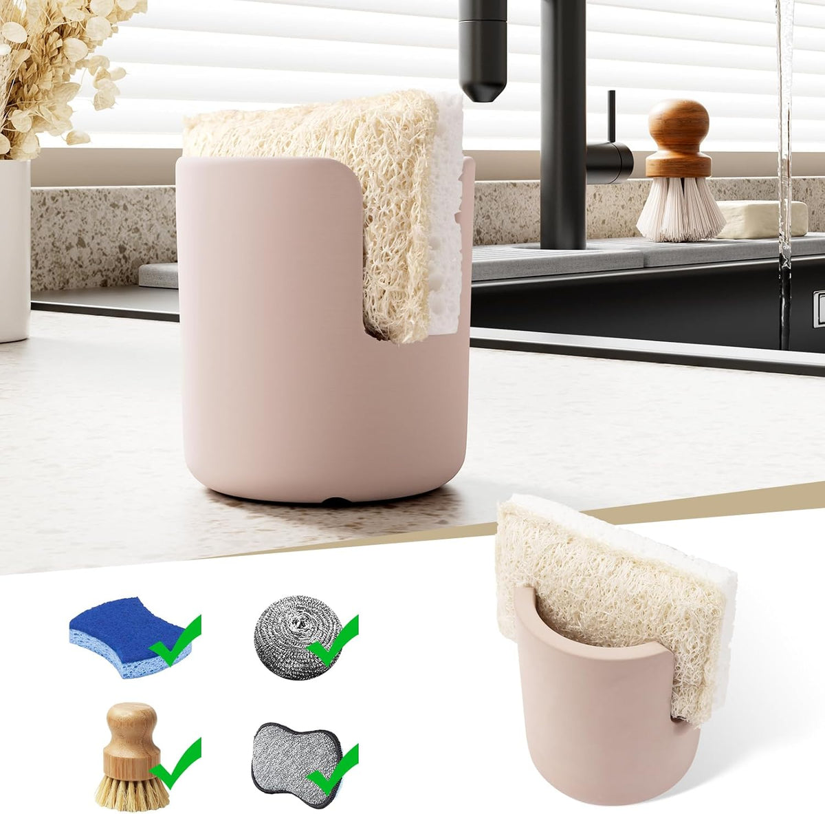 Stone Sponge Holder for Countertop Organizer, Quick Dry Diatomite Sponge Holder, Diatomaceous Earth