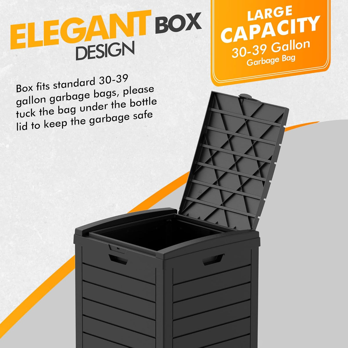 31 Gallon Outdoor Trash Can, Waterproof Resin Trash Can with Layered Lid and Drip Tray, Perfect for