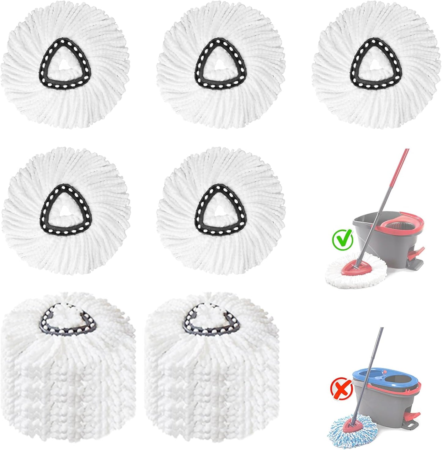 10 Pack Spin Mop Replacement Heads, 100% Microfiber Spin Mop Refill for Easy Wring, 360 Degree