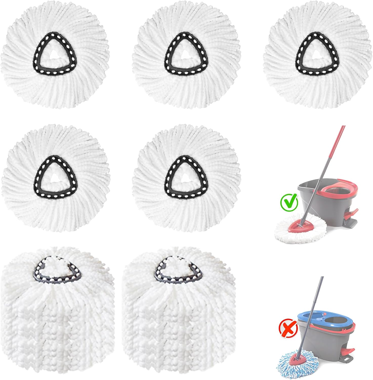 10 Pack Spin Mop Replacement Heads, 100% Microfiber Spin Mop Refill for Easy Wring, 360 Degree