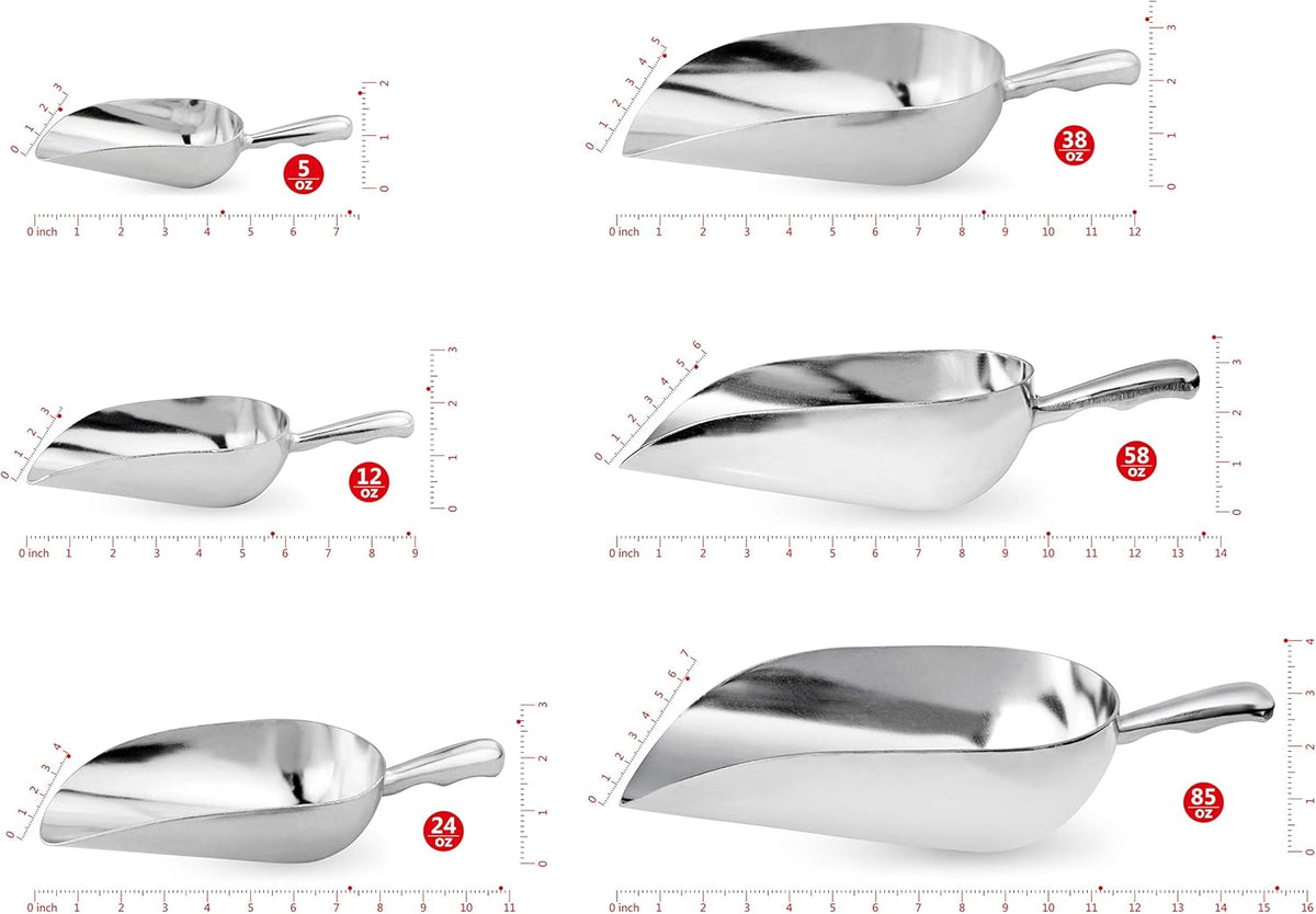 New Star Foodservice 34608 One-Piece Cast Aluminum Round Bottom Bar Ice Flour Utility Scoop
