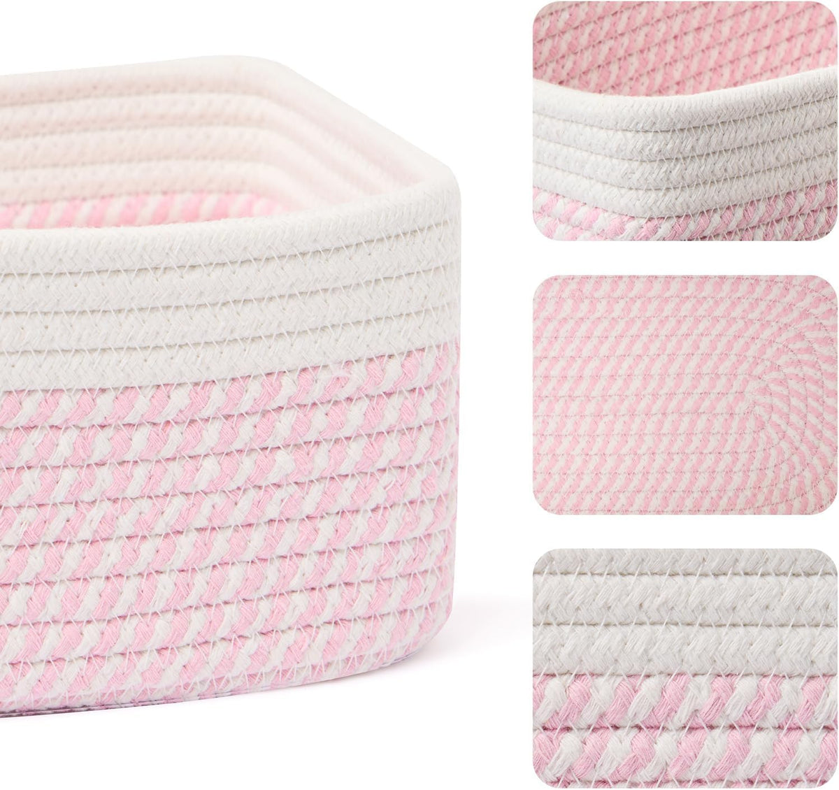 Small Storage Baskets for Organizing | Closet Organizer Bins | Shelf Toy Basket | Woven Rope