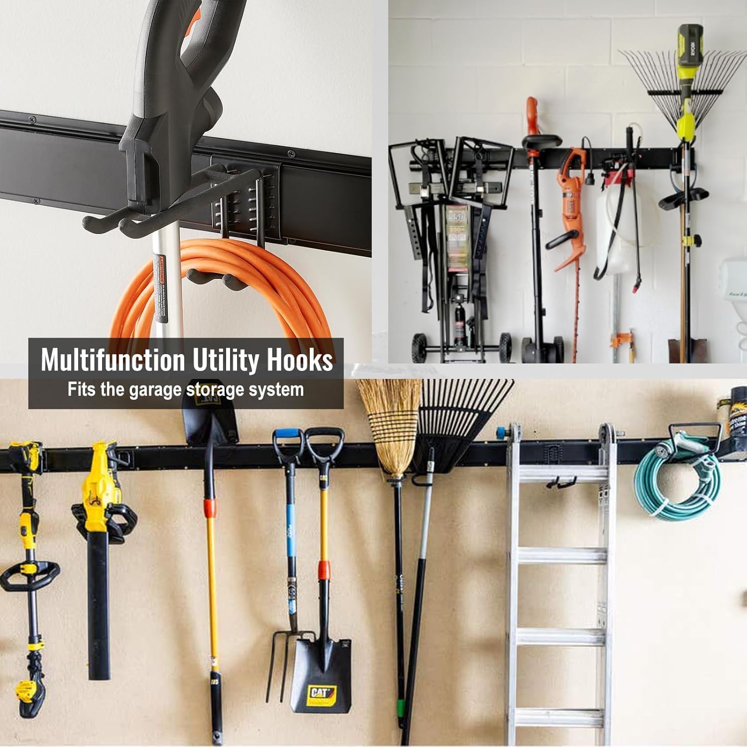 Wall Mount Tool Storage Rack, Heavy Duty Garage Storage Tool Organizer, Garden Tool Wall Hooks and