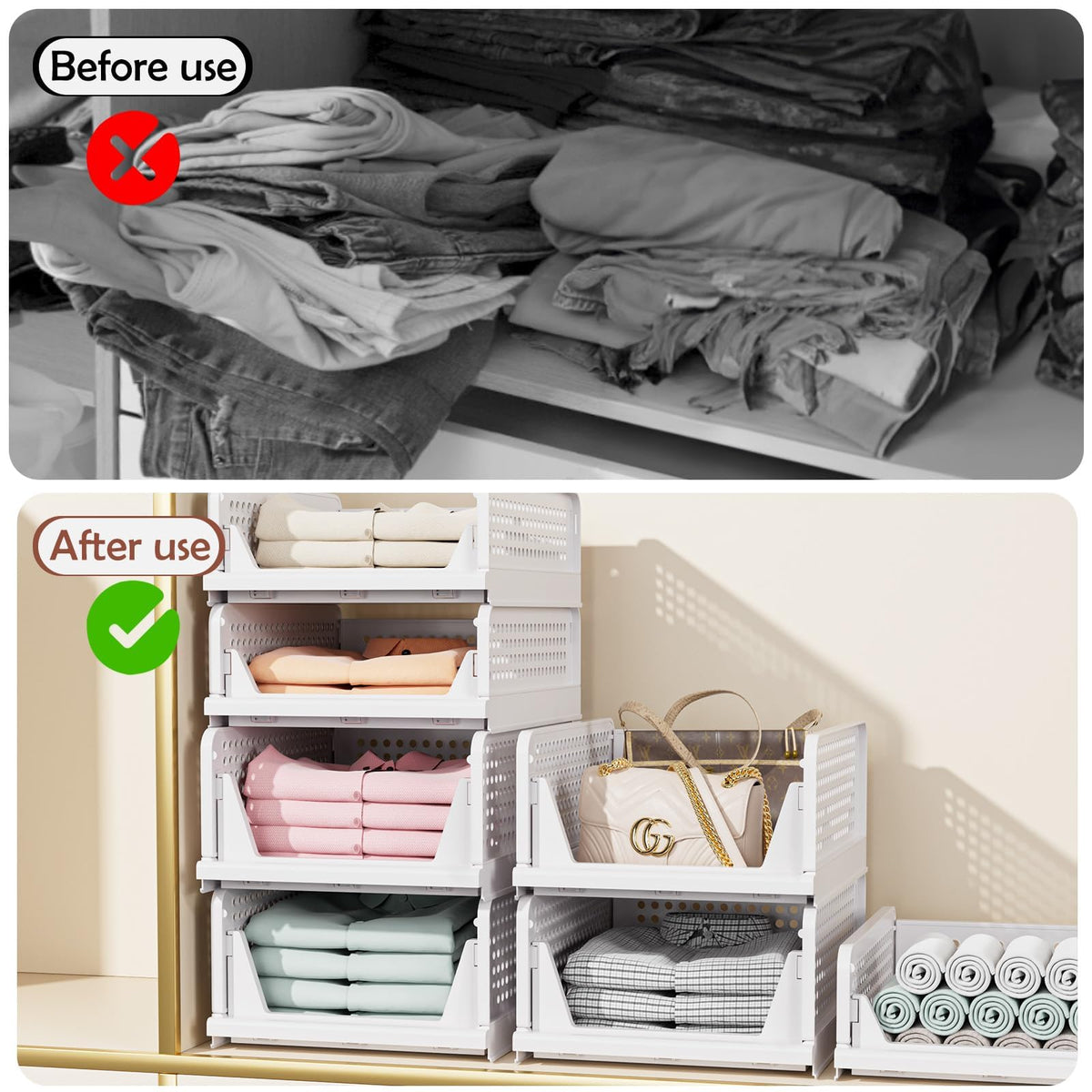 CTSNSLH 5 Pack Closet Organizers Stackable Storage Box – view 4