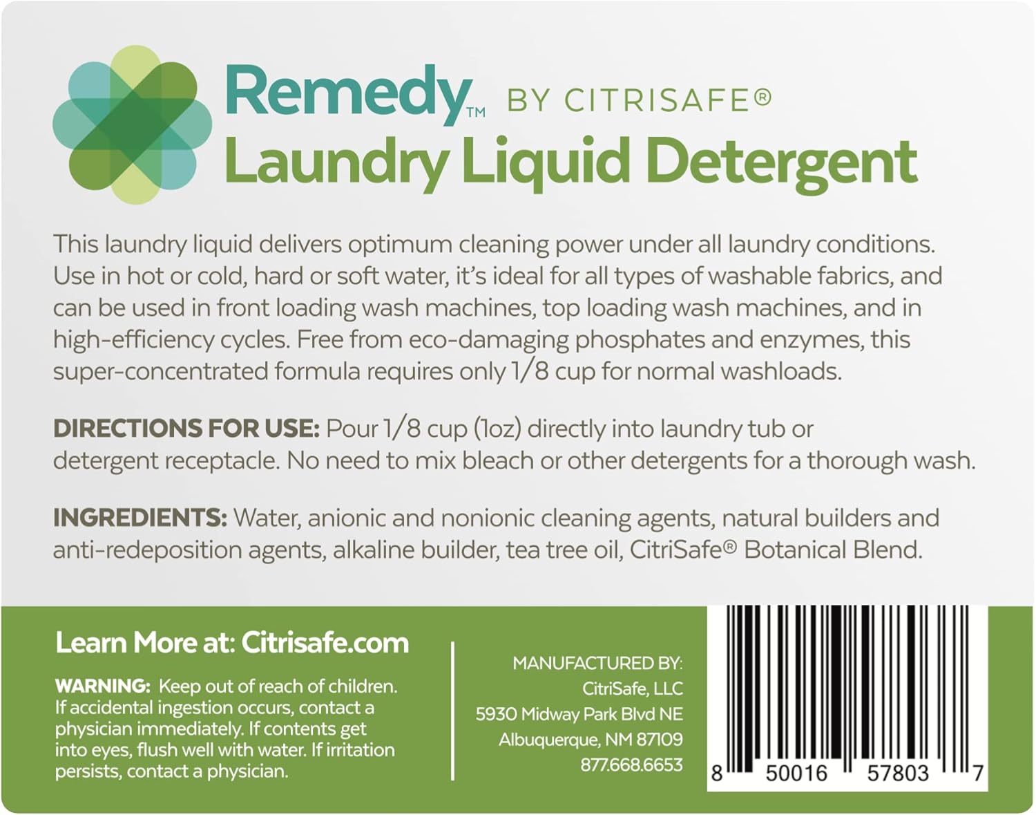 Remedy Laundry Liquid Detergent - Environmentally-Friendly Concentrated Laundry Detergent for Dirt