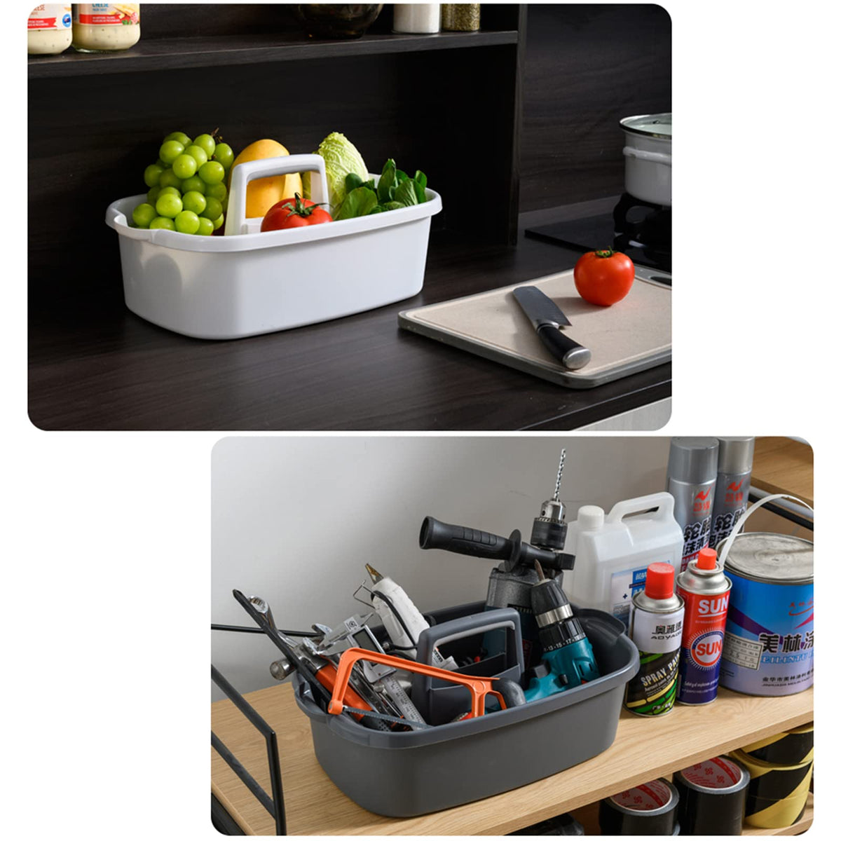 JiatuA Large Cleaning Supplies Caddy Portable Shower Caddy Basket Dark Gray