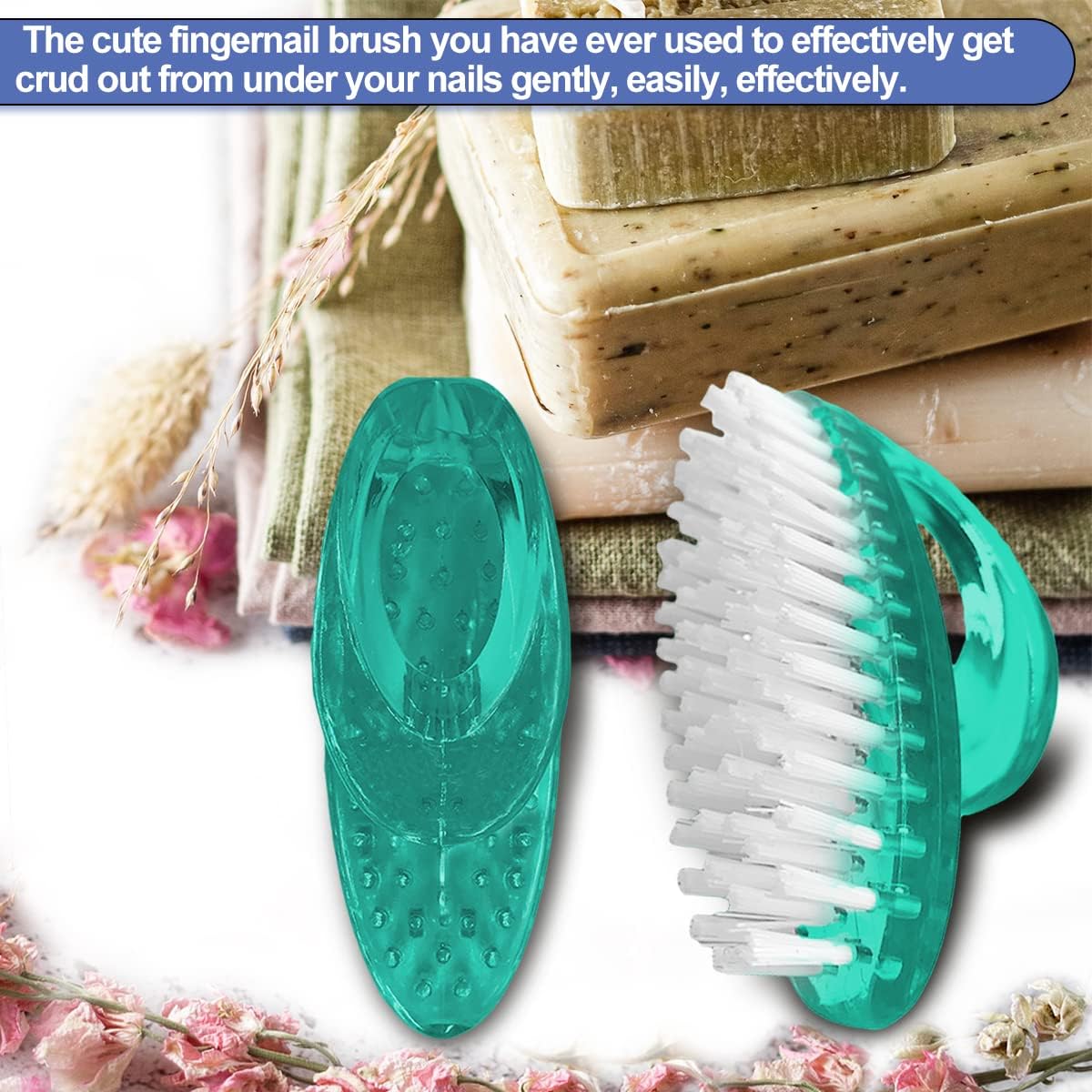 Handle Grip Nail Brush for Cleaning Fingernails Hands & Under Nails, Stiff Bristle Mechanic Scrub