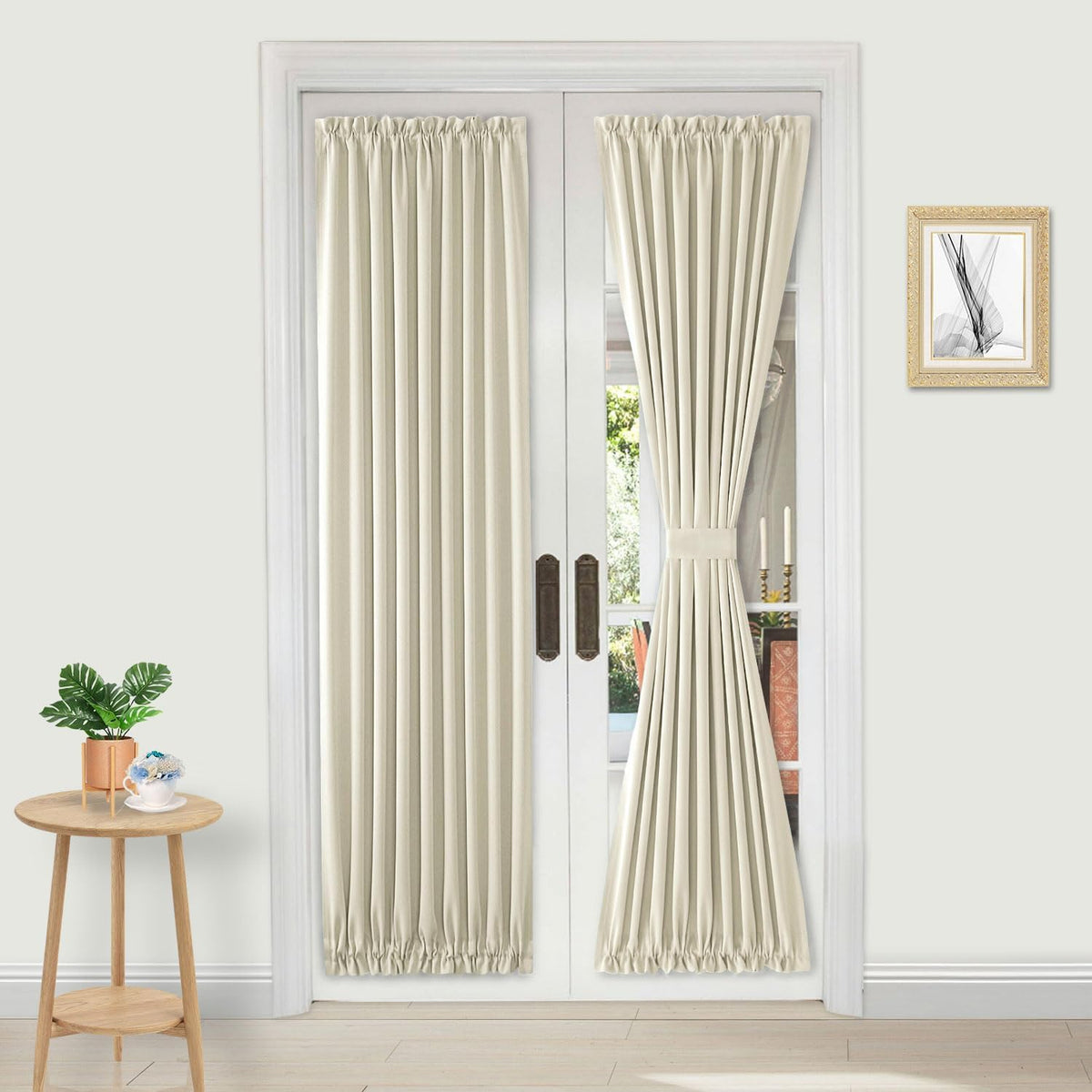 DWCN French Door Curtains – Rod Pocket Thermal Blackout Curtain for Doors with Glass Window