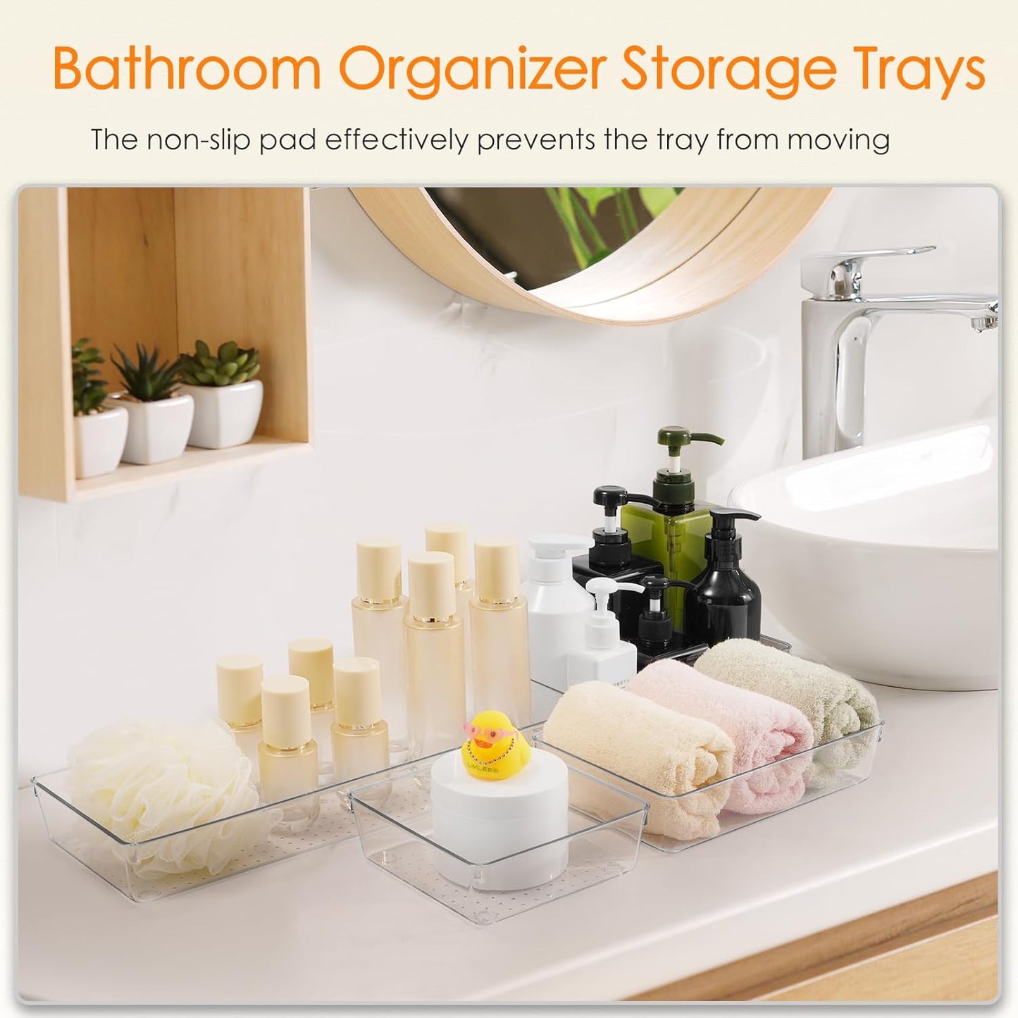 Criusia Drawer Organizer, 10 Pack Large Clear Plast Set, 3 Size Versatile Bathroom and Vanity